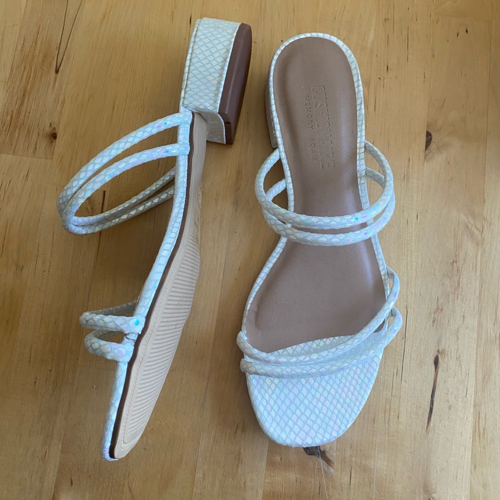 White faux snakeskin sandal